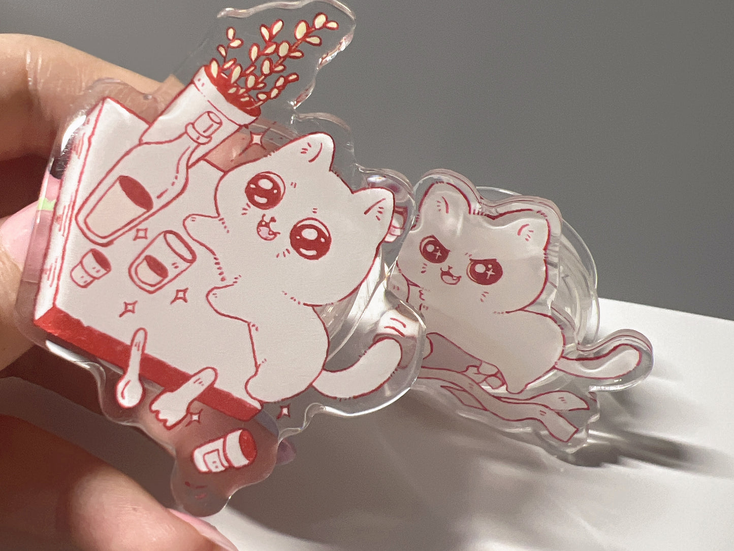 Cat Cat Resin Acylic Charm | Keychain | Magnet | Stand | Pin